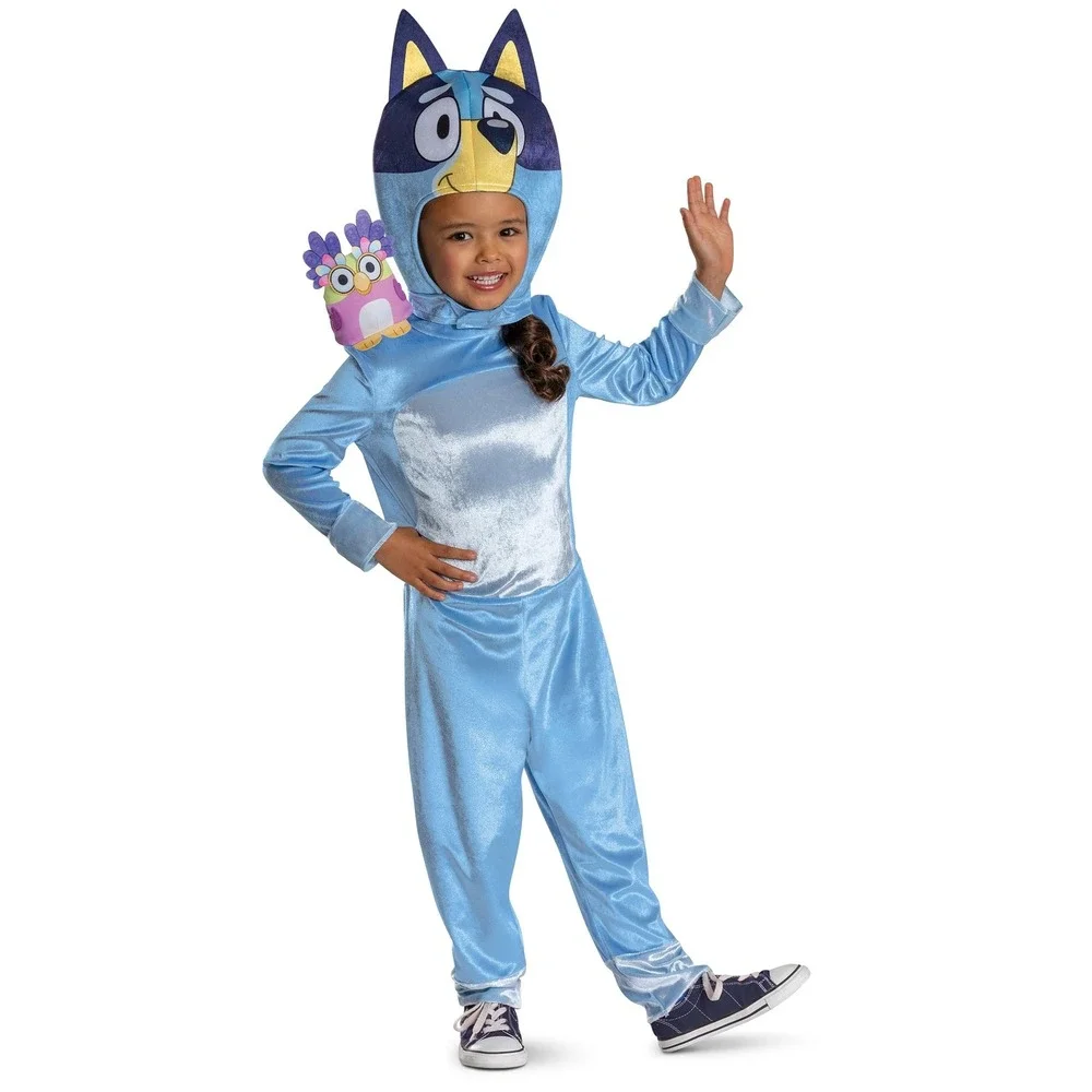 Bluey with Chattermax Costume Boys Girls Size 6/6X Jumpsuit Headpiece Disguise